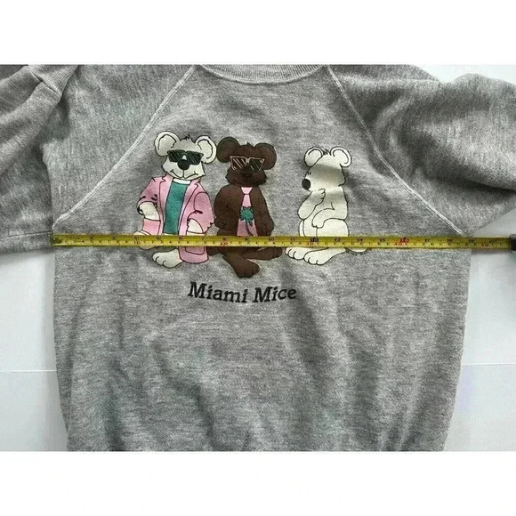 Vintage 80s Miami Mice Miami Vice TV Parody Sweatshirt M Gray USA - Picture 5 of 5